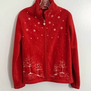 Croft & Barrow Red Fleece Zip Up Jacket